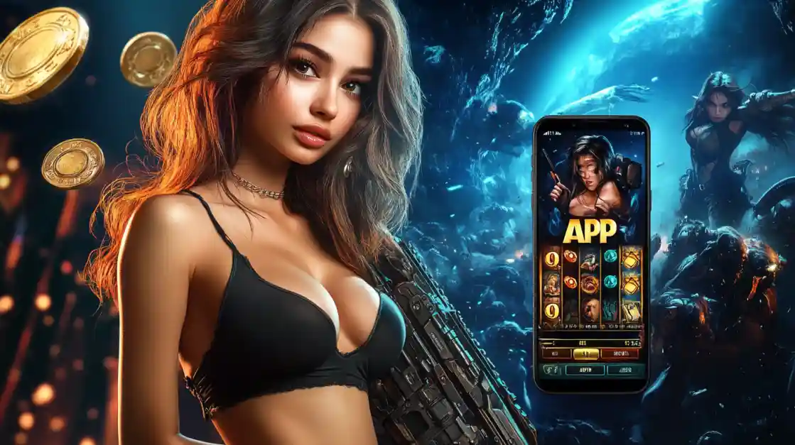 একজন সাহসী নারী 499bet মোবাইল গেমিং অ্যাপ ব্যবহার করছেন, যা অ্যাকশনভিত্তিক গেমের অনুভূতি প্রকাশ করে।